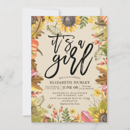 Convites Mapeamento de outono de chá de fraldas deixa flore