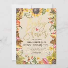 Convites Mapeamento de outono de chá de fraldas deixa flore