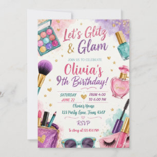 Convites Maquiagem Menina Beleza Glam Aniversário