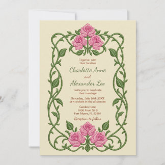 Convites Máquina de Bordado Rosa Ornamental Casamento 