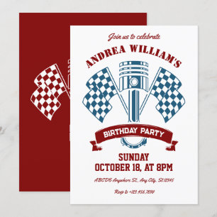 Convites Máquina de corrida de motocicleta retrô