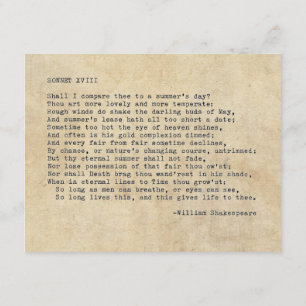 Convites Máquina de Escrever Real Soneto 18 de Shakespeare 