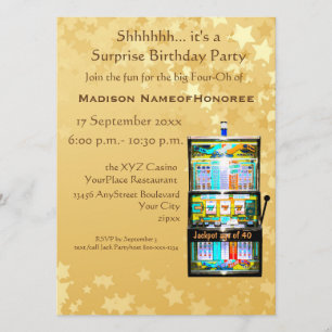 Convites Máquina de slot de cassino Dourado do Partido aniv