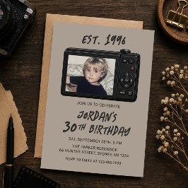 Convites Máquina Fotográfica Vintage Retro Aniversário de 3