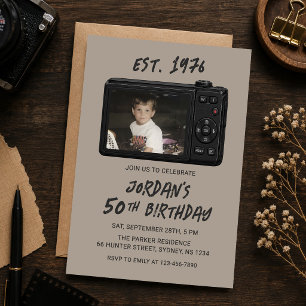 Convites Máquina Fotográfica Vintage Retro Aniversário de 5