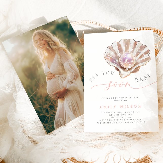 Convites Mar de Fotografia de Aquarela em breve Chá de fral (Criador carregado)