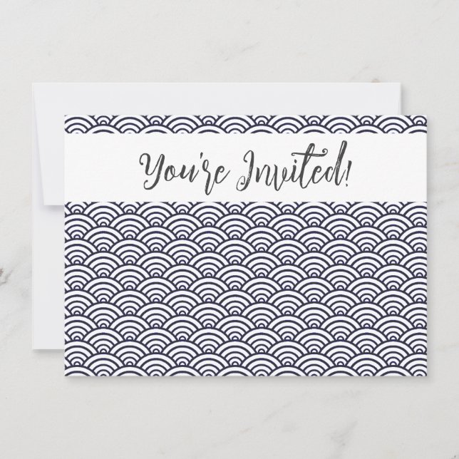 Convites Mar de Seigaiha - Ondas Azuis Japonesas (Frente)