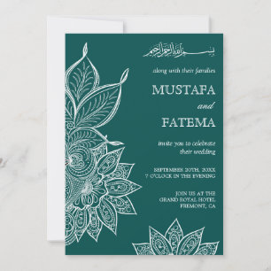 Convites Mar Verde Mehendi Henna Casamento Islâmico