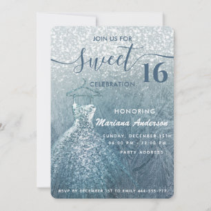 Convites Maravilha de inverno de neve azul Dusty 16