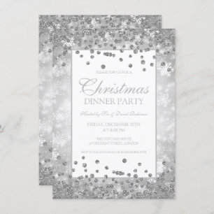 Convites Maravilha de inverno do Silver Glitter
