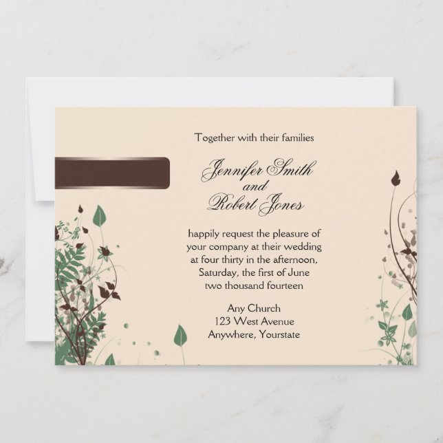 Convites Maravilha Natural em Ivory e Brown Wedding Invitat (Frente)