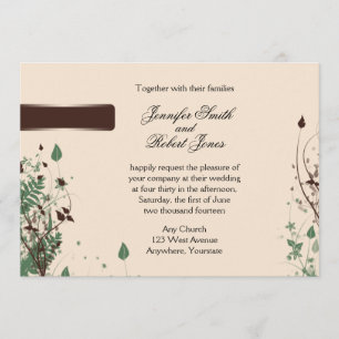 Convites Maravilha Natural em Ivory e Brown Wedding Invitat