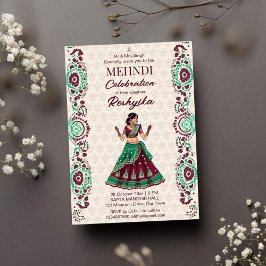Convites Maravilha verde-burgundy do casamento indiano