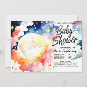Convites Maravilhas de Chá de fraldas Celestial de Aquarela