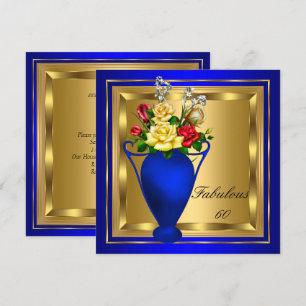Convites Maravilhosas Rosas Elite de Aniversário em Azul Re