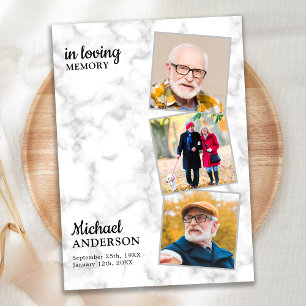 Convites Marble 3 Fotos Memorial Celebração Da Vida