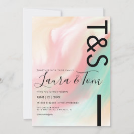 Convites Marble Bold Pink Teal Peach Typografia Casamento I