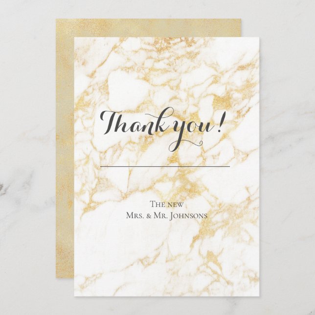 Convites Marble branco e Dourado (Frente/Verso)