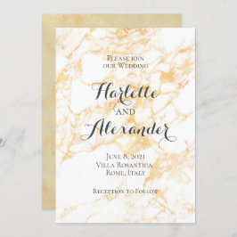 Convites Marble branco e Dourado