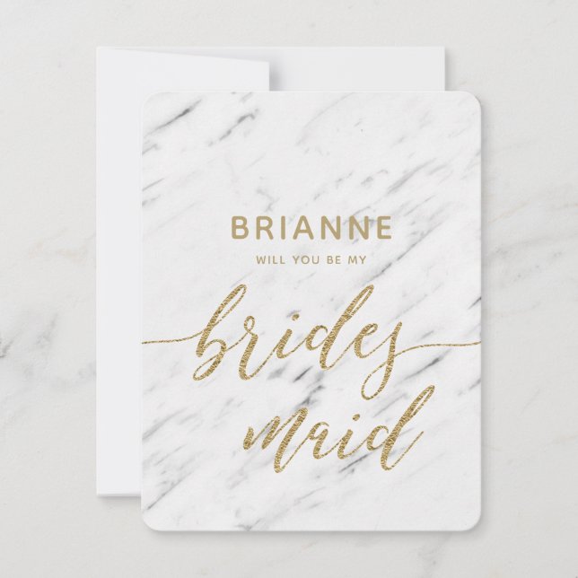 Convites Marble Branco Elegante E Dourado Você Será A Bride (Frente)