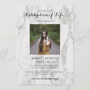 Convites Marble Celebration of Life Invitation with Photo