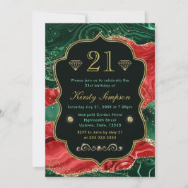 Convites Marble Christmas Agate & Dourado Glitter Birday