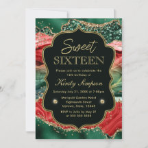 Marble Christmas Agate & Dourado Glitter Sweet 16