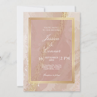 Convites Marble de ouro de pinkk elegante