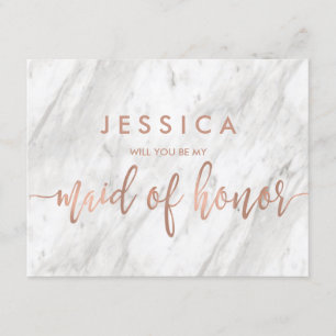 Convites Marble e Rosa Dourado Você Será Minha Madrinha de 