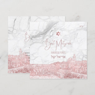 Convites Marble Faux Rosa do Pix Dezines, Jerusalém Dourad