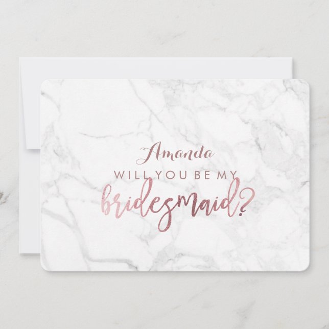Convites Marble+Faux Rosa Dourado Você Vai Ser..Bridesmaid (Frente)
