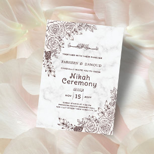Convites Marble Floral Lace Islâmico Cerimônia de Nikah