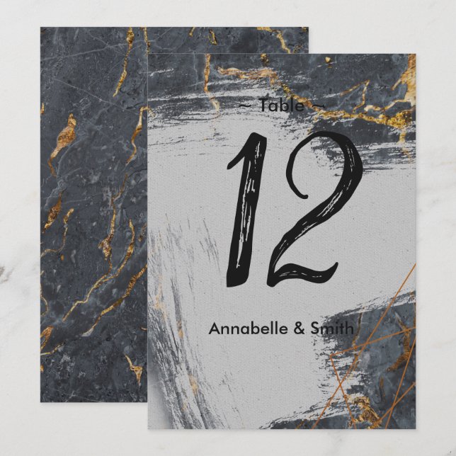Convites Marble Glitter Número Geométrico da tabela (Frente/Verso)
