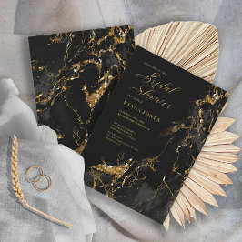 Convites Marble Glitter Wedding Black ID644