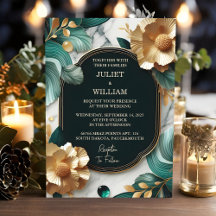 Marble Monstera Emerald Green E Dourado Casamento