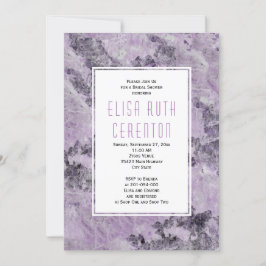 Convites Marble no chá de panela de casamento roxo ametista