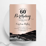 Convites Marble preto rosa Dourado Marble 60º aniversário<br><div class="desc">Ouro preto e rosa agate 60º convite de aniversário. Elegante design moderno com fundo geode de pedra de pedra, rosa dourado falso e letra de script de tipografia. Trendy convida o cartão perfeito para uma comemoração de dia das mulheres na moda. Impressos convites Zazzle ou modelo de impressão digital instantânea...</div>