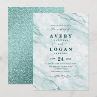 Marble Verde Elegante e Casamento Glitter Verde
