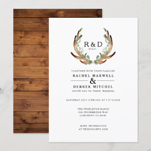 Convites Marca d'água do Antler Casamento simples