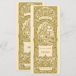 Convites Marcador de Página de Casamento Dourado Medieval S
