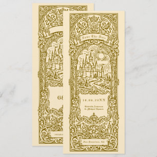 Convites Marcador de Página de Casamento Dourado Medieval S