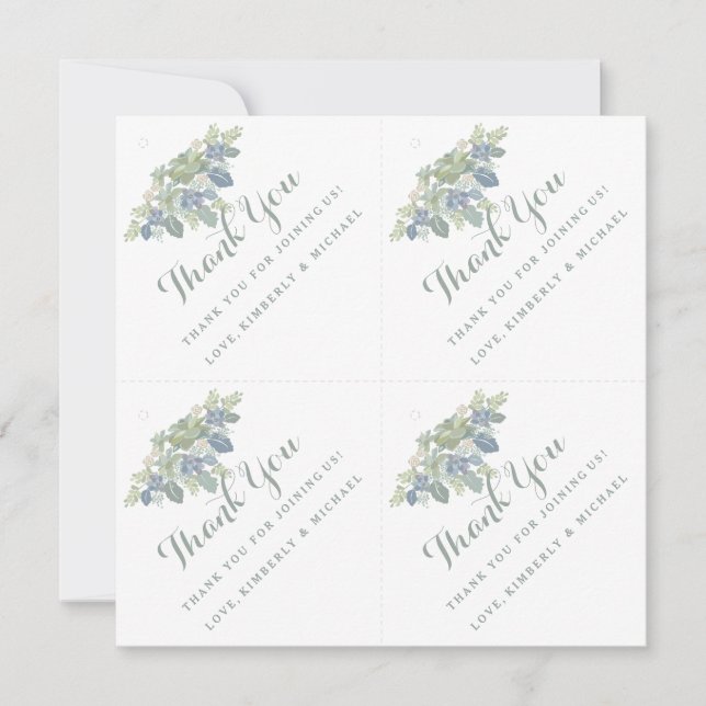 Convites Marcador Personalizado de Agradecimento para Buquê (Frente)