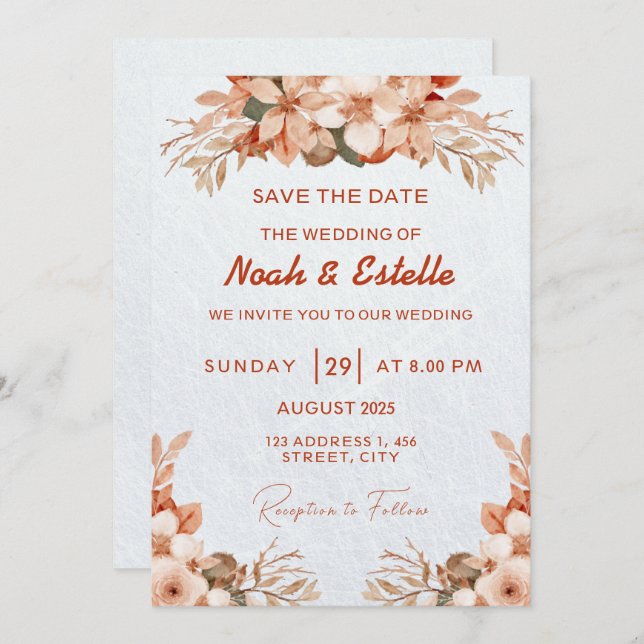 Convites Marcar o Calendário: Salvar a Data (Frente/Verso)