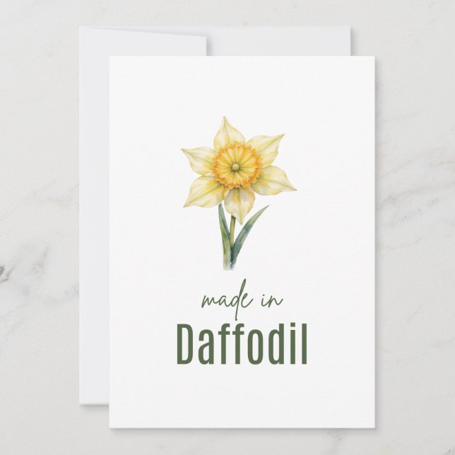 Convites March Daffodil Birth Flower card Watercolor (Frente)