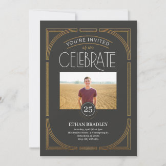 Convites Marco Art Deco (Dourado Falso)