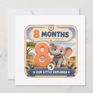 Convites Marco de 8 Meses de Bebê Explorador Safari