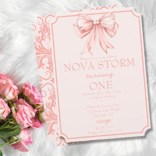 Convites Marco de Descarte do Toile Coquette do Arco Rosa -