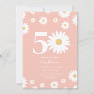 Convites Marco Floral Retro Aniversário Cinquenta Anos