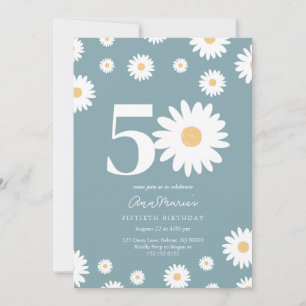 Convites Marco Floral Retro Cinquenta Anos Aniversário