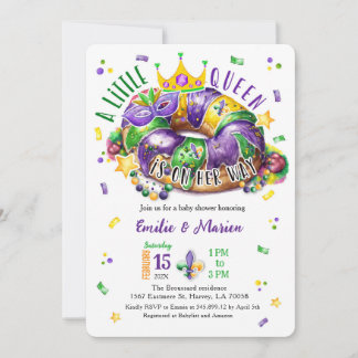 Convites Mardi Gras A little Queen Round Corner Invitation